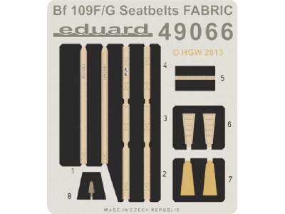 Bf 109F/ G seatbelts FABRIC 1/48 - Eduard - zdjęcie 1