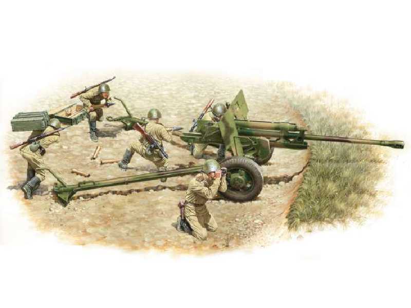 Radzieckie działo 76,2 mm ZIS-3 z obsługą - zdjęcie 1 Radzieckie działo 76,2 mm ZIS-3 z obsługą - zdjęcie 1