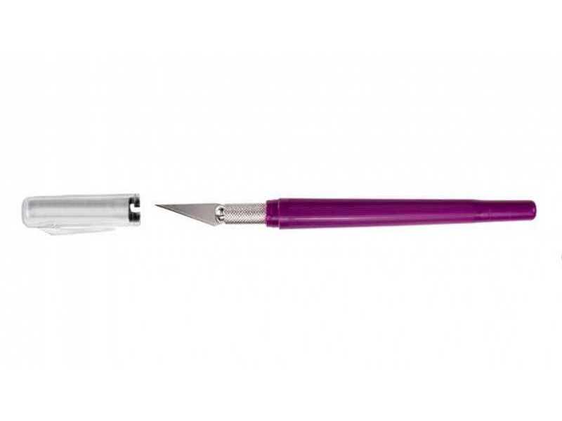 Nożyk K40 z fioletową rączką i zakręcaną zatyczką - zdjęcie 1