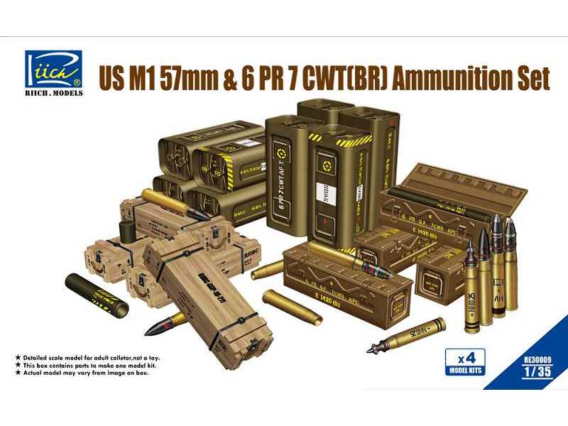 US M1 57mm & 6PR 7cwt (BR) Ammunition Set (Model kits x4) - zdjęcie 1 US M1 57mm & 6PR 7cwt (BR) Ammunition Set (Model kits x4) - zdjęcie 1