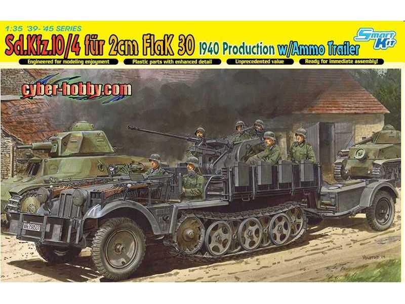 Sd.Kfz.10/4 fur 2cm FlaK 30, 1940 Production w/Ammo Trailer - zdjęcie 1