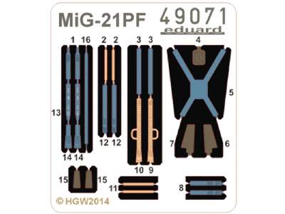 MiG-21PF seatbelts FABRIC 1/48 - Eduard - zdjęcie 1