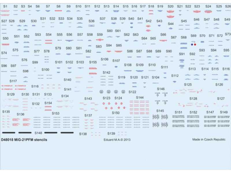 MiG-21PFM stencils 1/48 - Eduard - zdjęcie 1