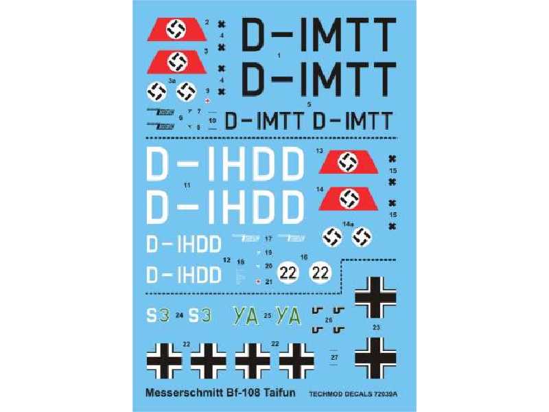 Kalkomania - Messerschmitt Bf 108 Taifun - zdjęcie 1 Kalkomania - Messerschmitt Bf 108 Taifun - zdjęcie 1