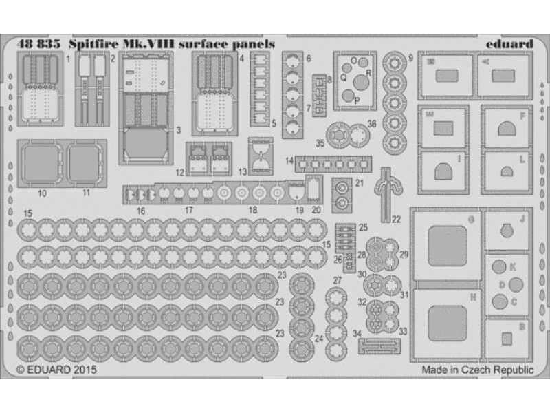 Spitfire Mk. VIII surface panels 1/48 - Eduard - zdjęcie 1 Spitfire Mk. VIII surface panels 1/48 - Eduard - zdjęcie 1