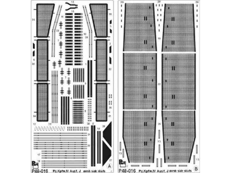 Pz.Kpfw.IV Ausf.J mesh side skirts Tamiya - zdjęcie 1