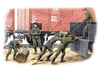 Figurki Niemieccy żołnierze z beczkami - zdjęcie 1