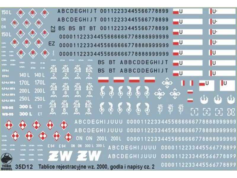 Tablice rejestracyjne wz.2000, godła i napisy eksp. pojazdów WP  - zdjęcie 1