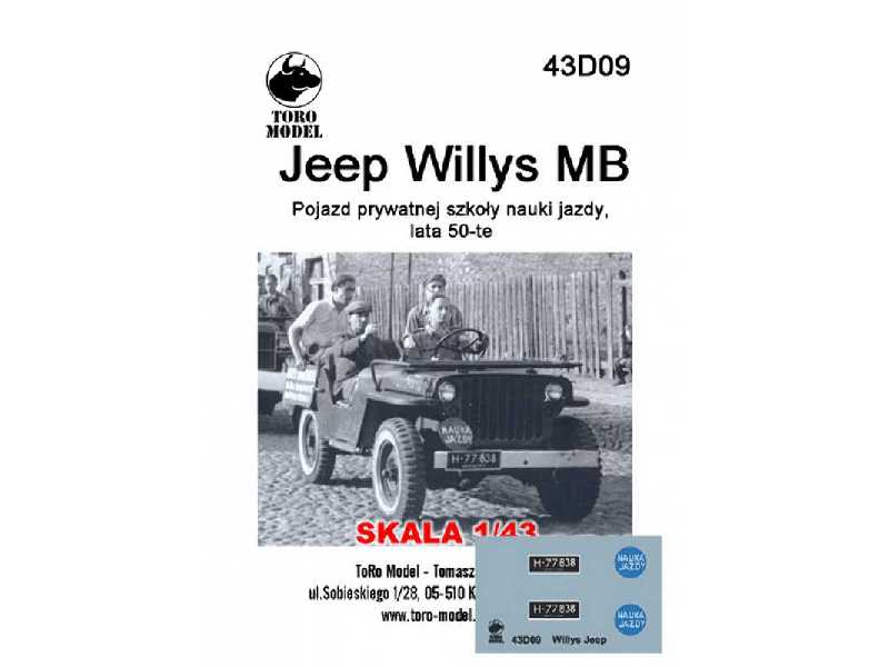 Jeep Willys MB - Pojazd prywatnej szkoły nauki jazdy, lata 50-te - zdjęcie 1 Jeep Willys MB - Pojazd prywatnej szkoły nauki jazdy, lata 50-te - zdjęcie 1