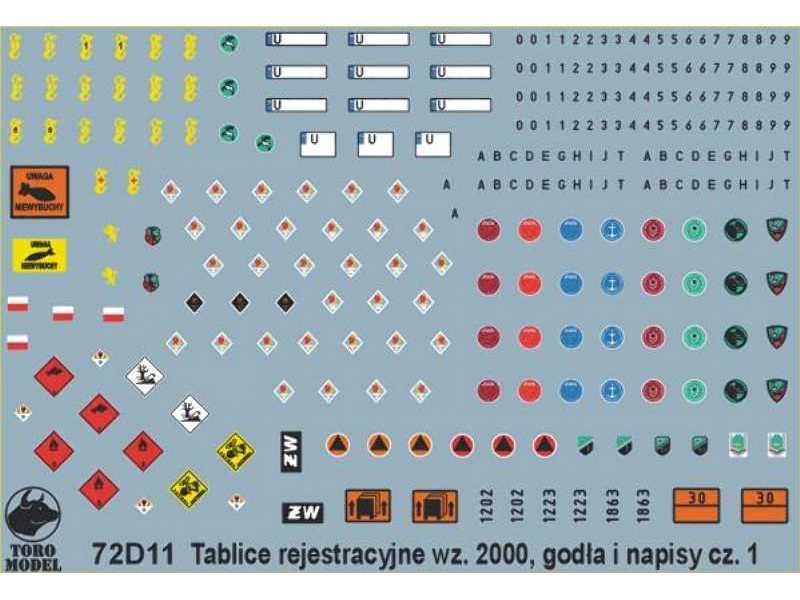 Tablice rejestracyjne wz.2000, godła i napisy eksp. pojazdów WP  - zdjęcie 1