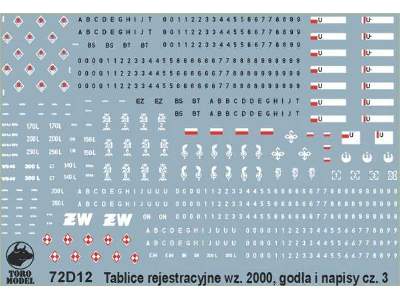 Tablice rejestracyjne wz.2000, godła i napisy eksp. pojazdów WP  - zdjęcie 1