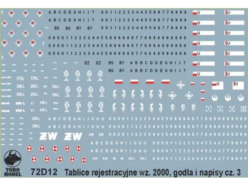 Tablice rejestracyjne wz.2000, godła i napisy eksp. pojazdów WP  - zdjęcie 1