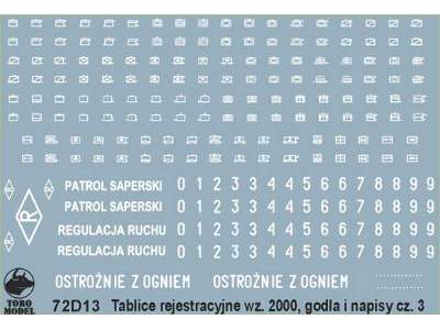Tablice rejestracyjne wz.2000, godła i napisy eksp. pojazdów WP  - zdjęcie 1